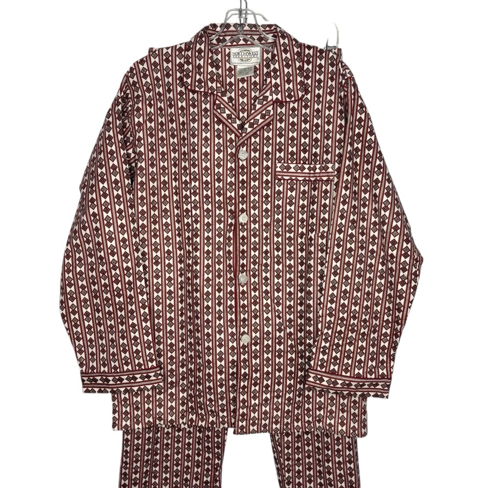 VINTAGE 80’s‎ ‘Northwest Territory’ 2pc. cotton PJ’s burgundy+grey size Medium